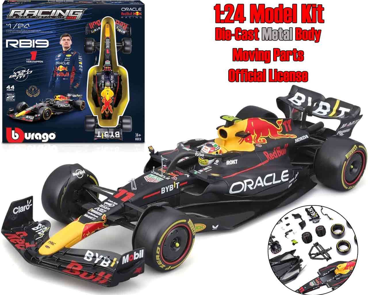 Red Bull F1 RB19 - Max Verstappen med hjälm - Modellkit 1:24 bburago