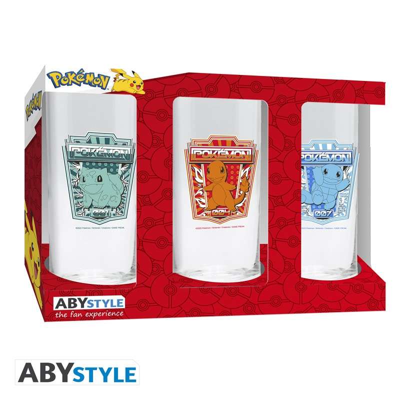 Pokémon Glas Set (3x) – Bulbasaur, Charmander och Squirtle abystyle studio