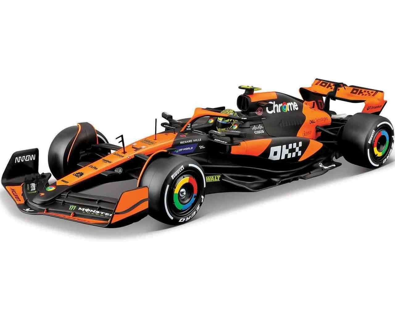 McLaren F1 MCL38 - Lando Norris med hjälm - Modellkit 1:24 bburago