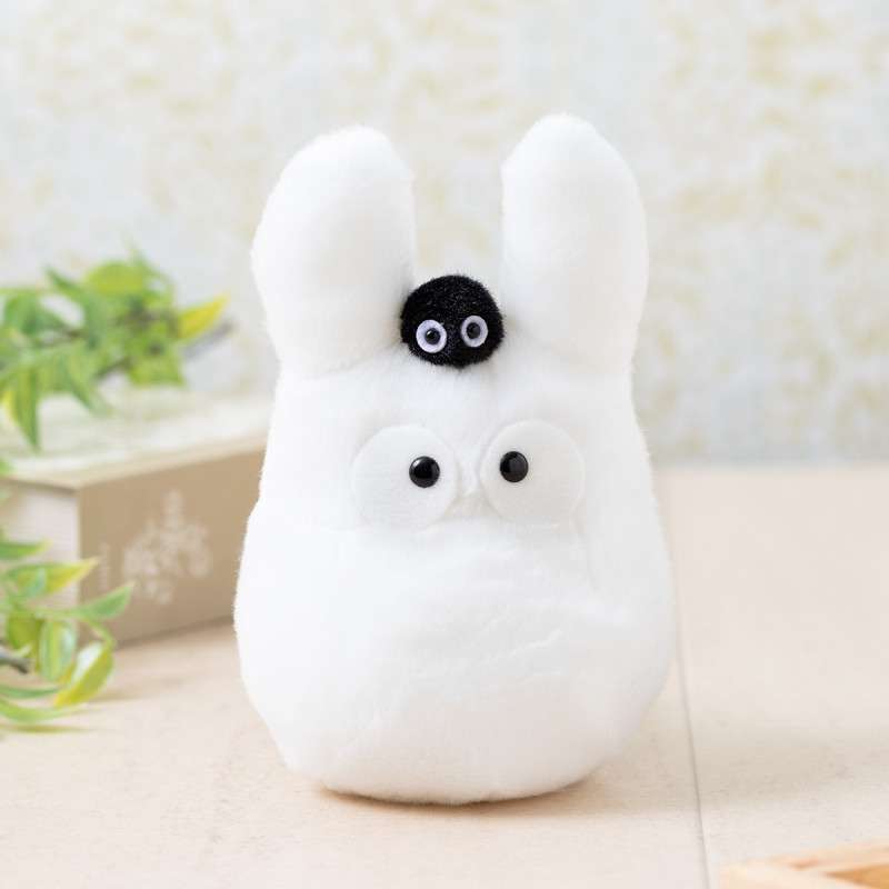 My Neighbor Totoro Vit Totoro med Susuwatari Beanbag Plush studio ghibli