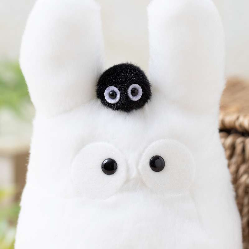 My Neighbor Totoro Vit Totoro med Susuwatari Beanbag Plush studio ghibli