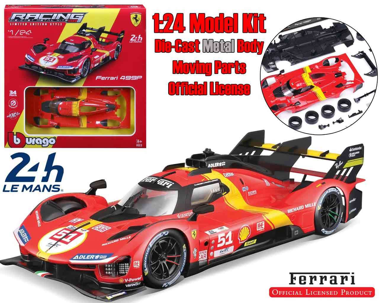 Ferrari 499P LMH (2023 24h Le Mans Champion) - Modellkit 1:24 bburago