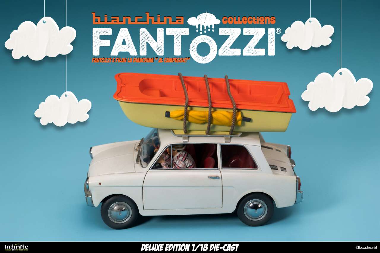 Fantozzi e filini la bianchina al campeggio 1/18 die-cast deluxe edition infinite statue