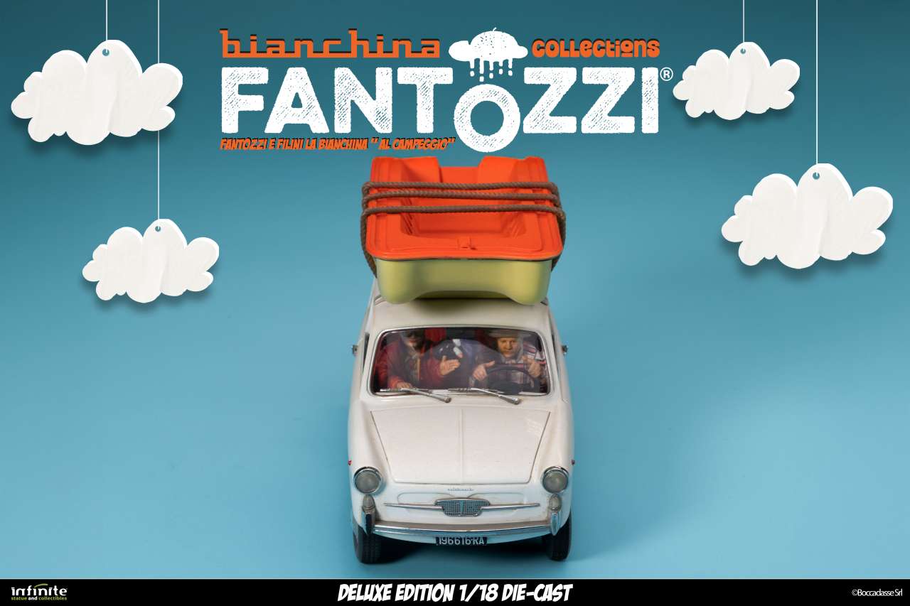 Fantozzi e filini la bianchina al campeggio 1/18 die-cast deluxe edition infinite statue