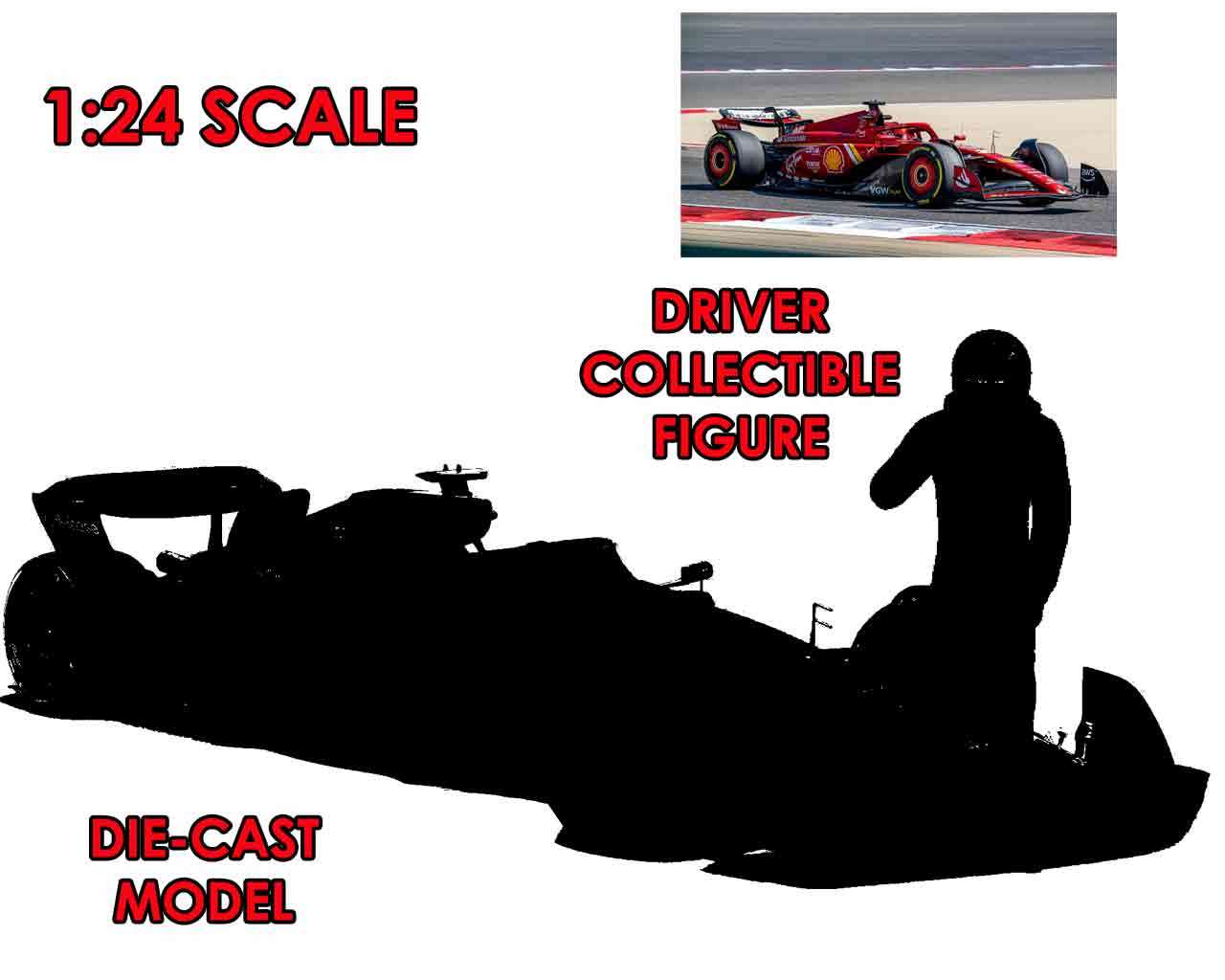 F1 Ferrari SF-24 med Leclerc-figur - 1:24 Die-Cast Modell bburago