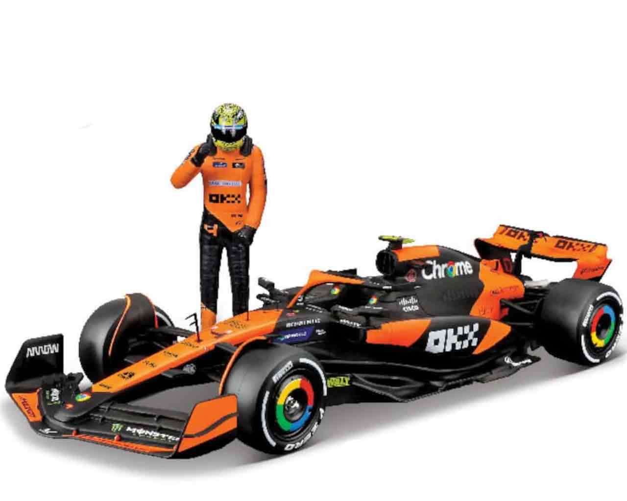 F1 McLaren MCL38 med Norris-figur - 1:24 die-cast modell bburago