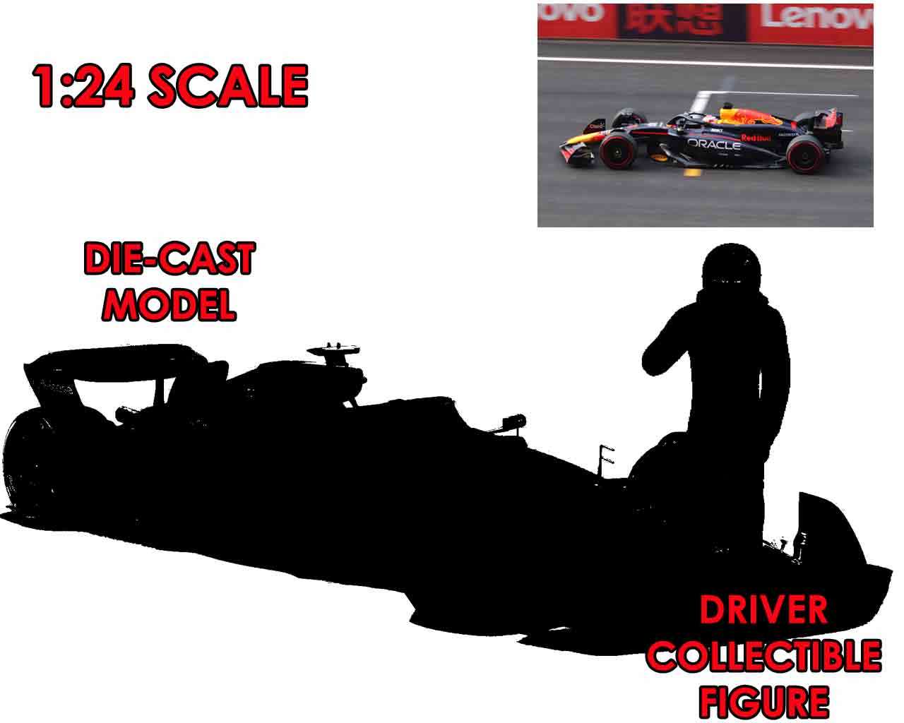 F1 Red Bull Racing RB20 med Verstappen-figur - 1:24 Die-Cast Modell bburago