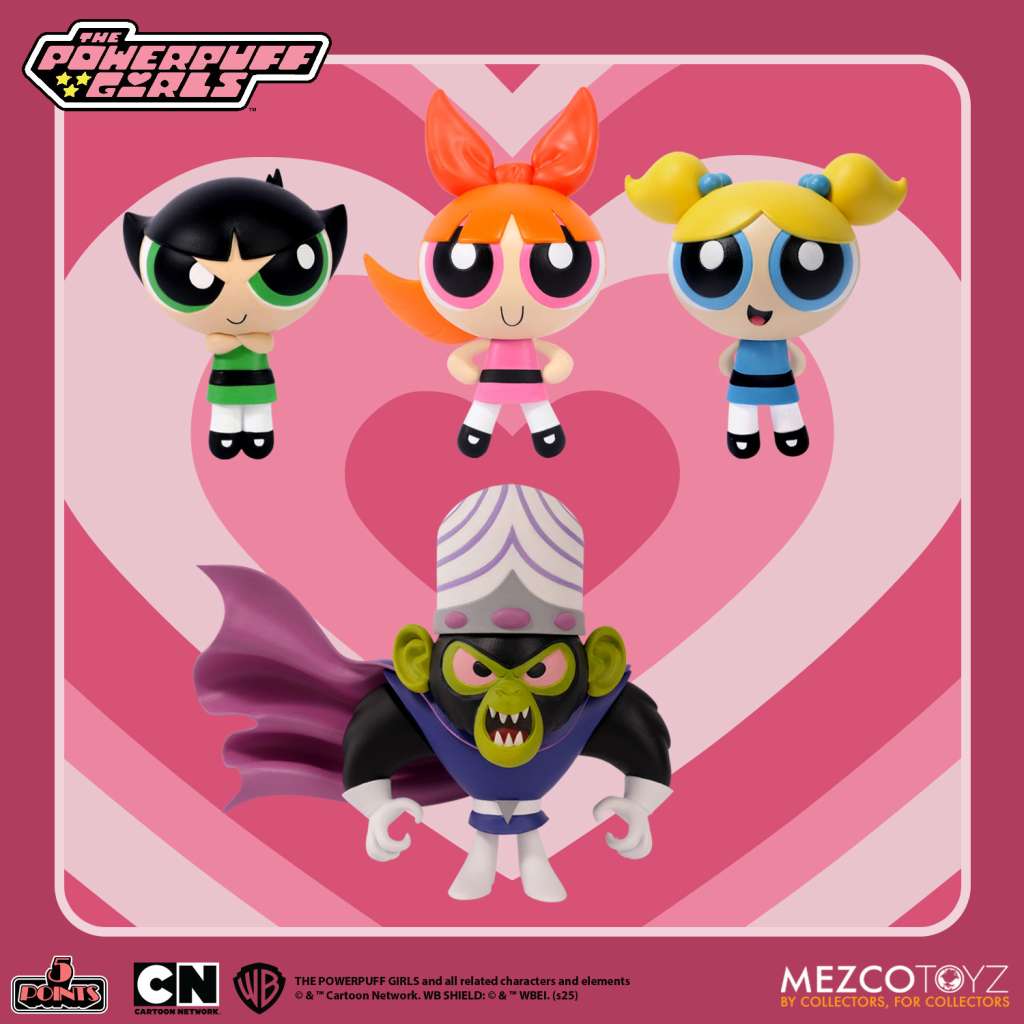 5 Points Powerpuff Girls Deluxe Set (4 figurer) mezco toys