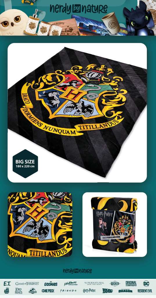 Harry Potter Hogwarts Crest Cozy Blanket nerdy by nature