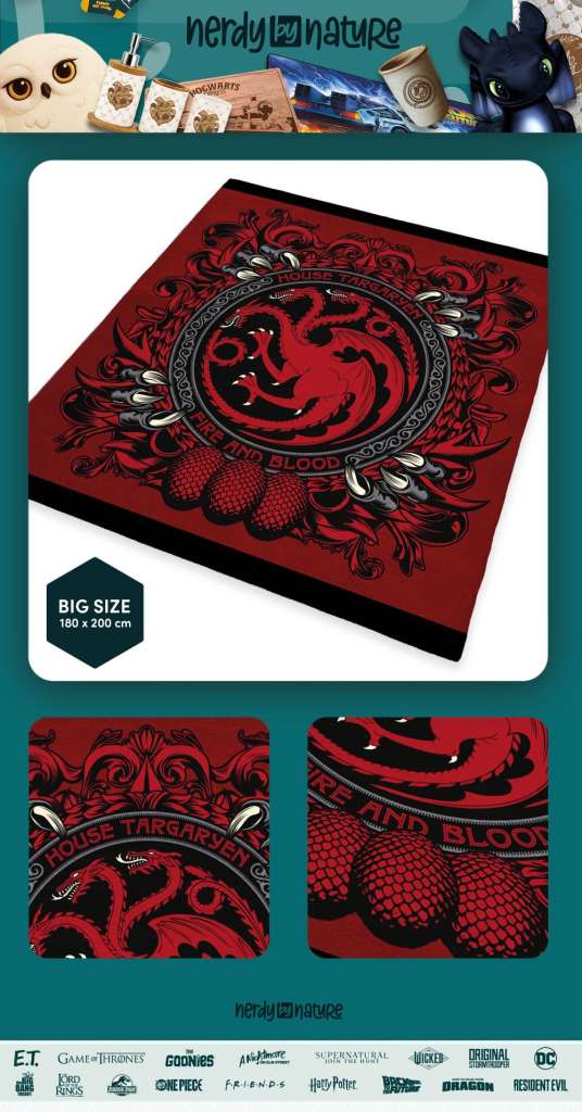 Game of Thrones House Targaryen Mysig Filt nerdy by nature