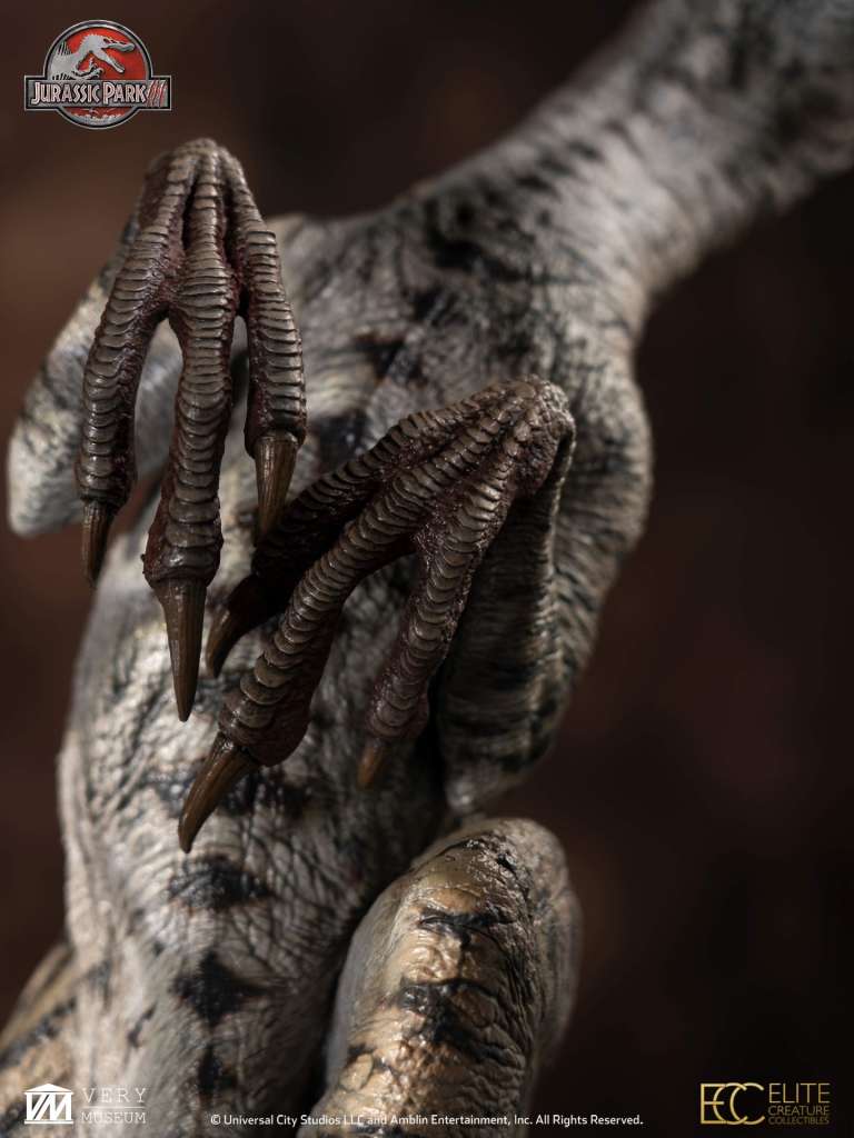 Jurassic Park 3 kvinnlig velociraptor vit drottning maquette elite creature collectibles