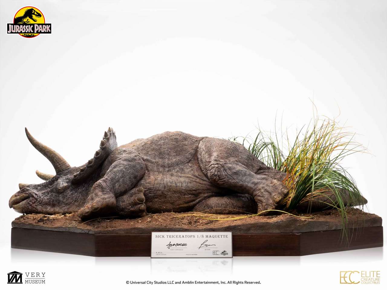 Jurassic Park sjuk triceratops 1:8 skala maquette