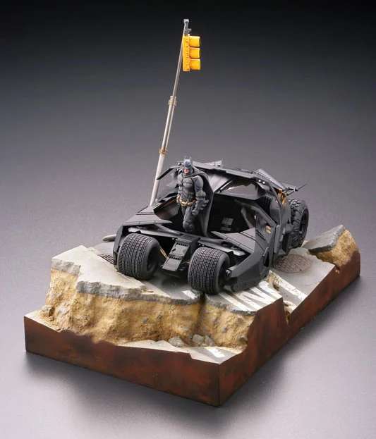 Den mörka riddarens trilogi arv batmobil Tumbler i Gotham City diorama