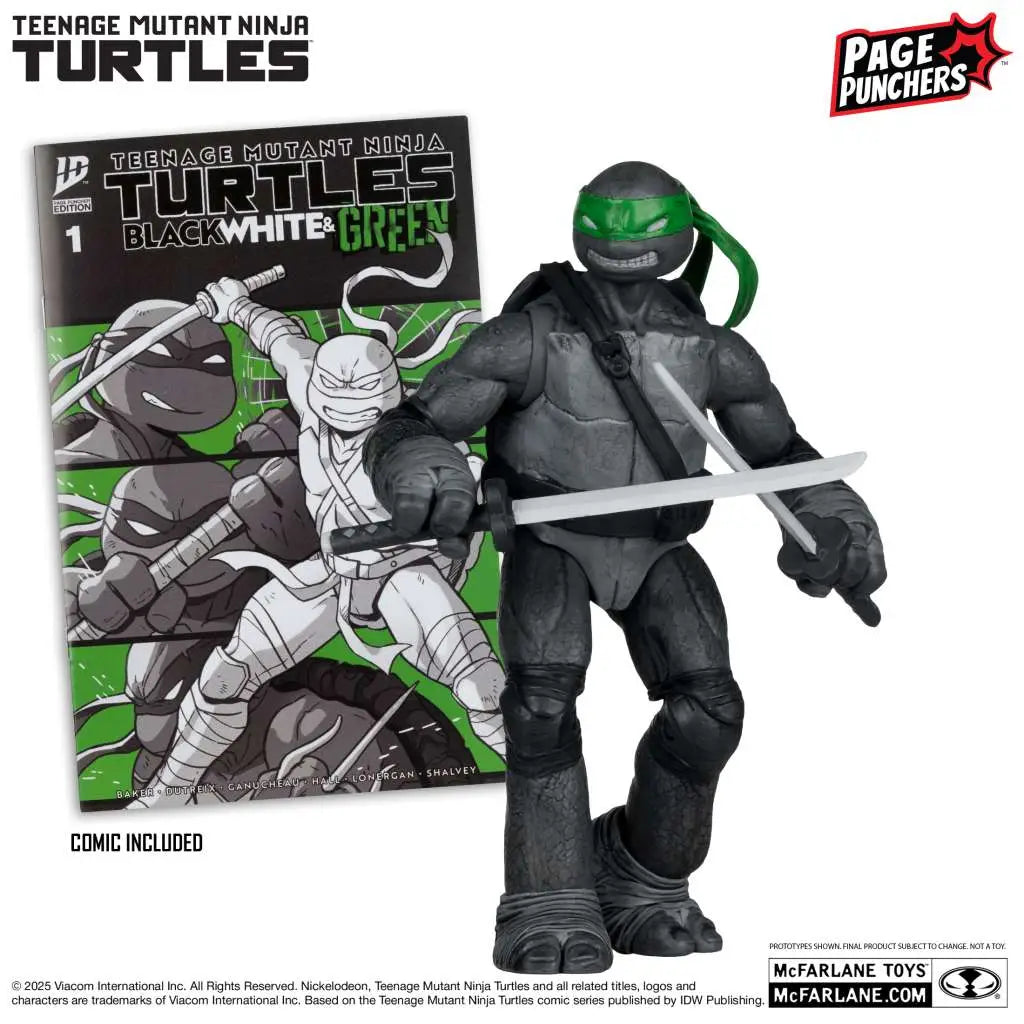 Teenage Mutant Ninja Turtles Leonardo 5 tum Figur Med Comic (grå/grön variant)