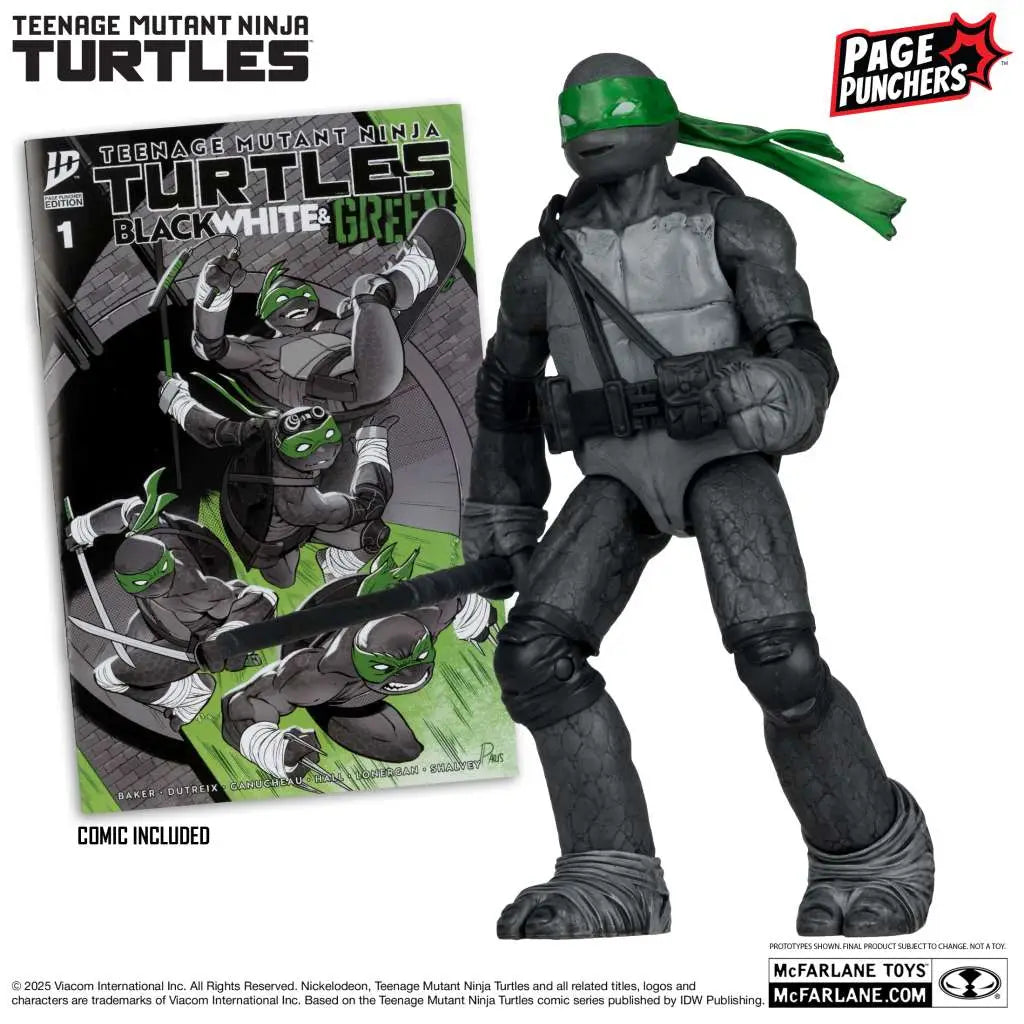Teenage Mutant Ninja Turtles 5-tums Donatello-figur med Comic (b,w&g-variant)