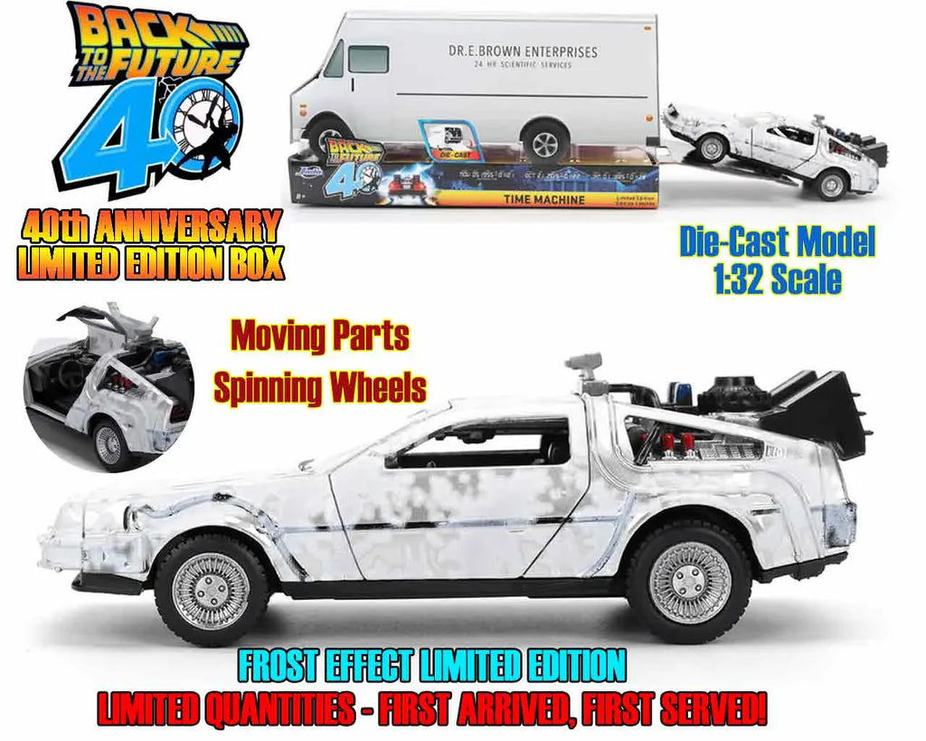 Back To The Future Part I - 1982 De Lorean Dmc 12 With Frost Effect - 40th Anniversary Limited Edition 1:32 Die-cast Model