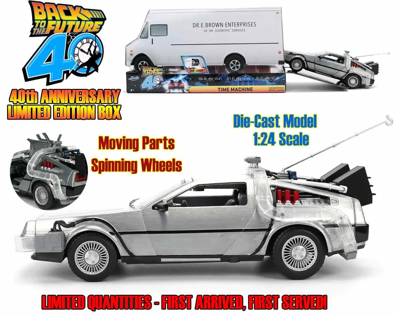 Back To The Future Part I - 1982 De Lorean Dmc 12 - 40-årsjubileumsbegränsad utgåva 1:24 Die-Cast Modell