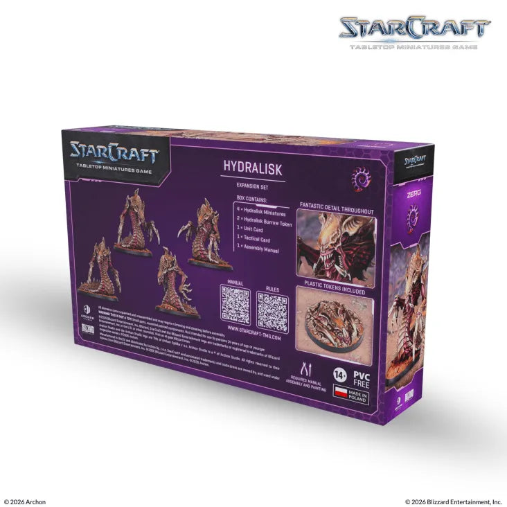 Starcraft Hydralisk-låda – Omalade och Omonterade Miniatyrfigurer, Spelkort och Monteringsmanual