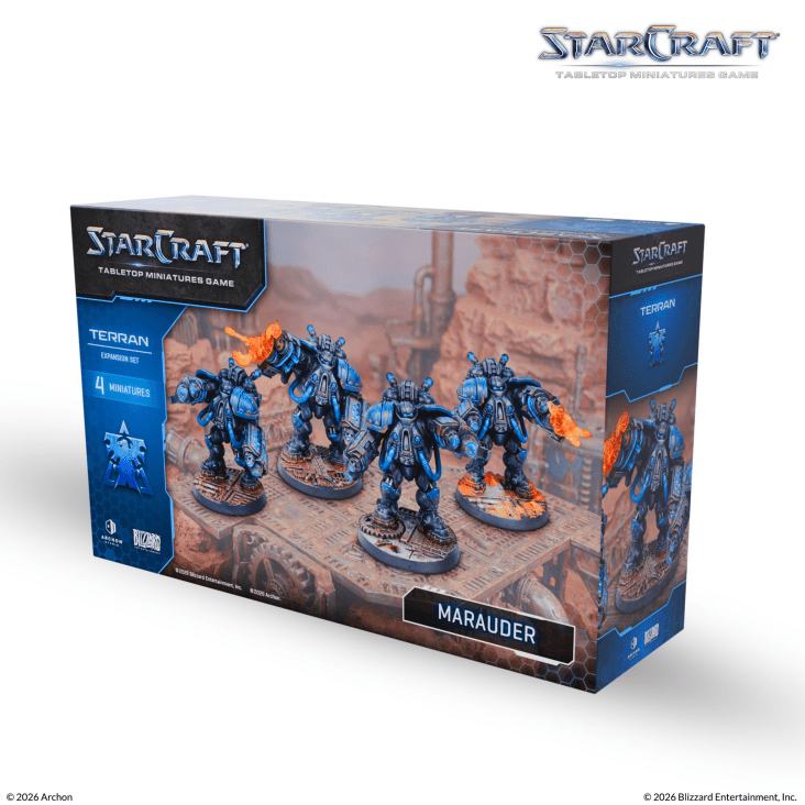 Starcraft Marauder Box – Samlarset med 4 omålade Marauder-miniatyrer, baser och spelkort
