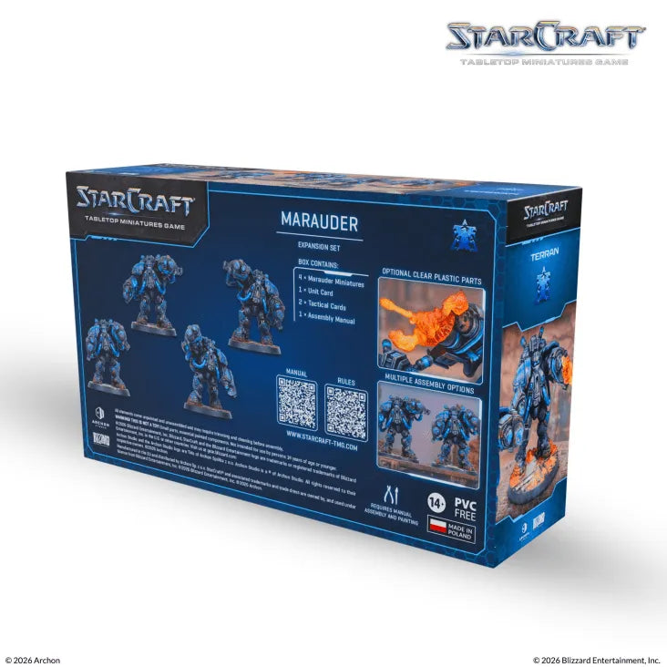 Starcraft Marauder Box – Samlarset med 4 omålade Marauder-miniatyrer, baser och spelkort