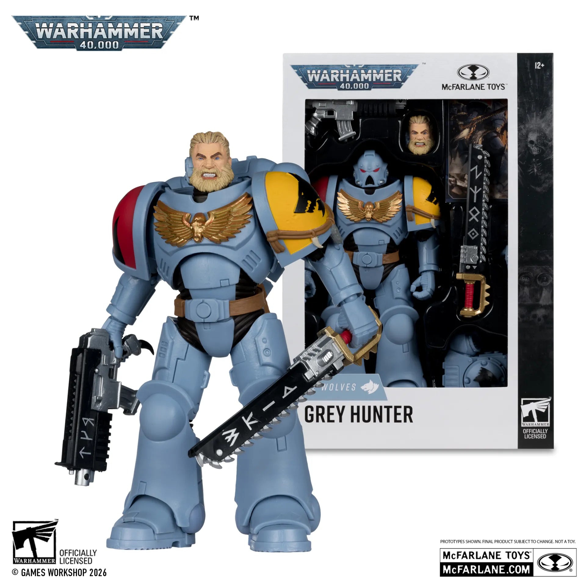 Warhammer 40000 7-tums Wv12 Space Wolves Grå Jägare Actionfigur