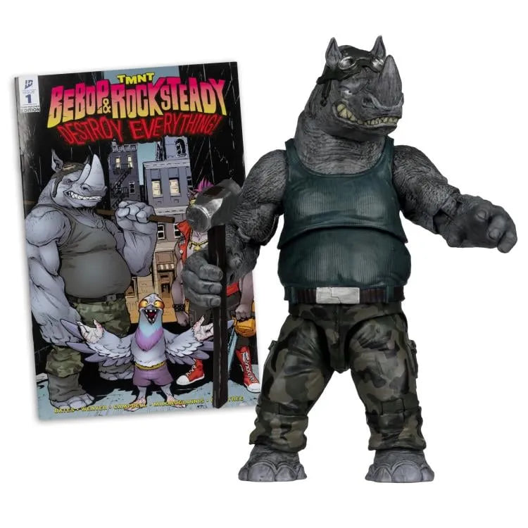Teenage Mutant Ninja Turtles 5-tums figur med serietidning WV2 Rocksteady