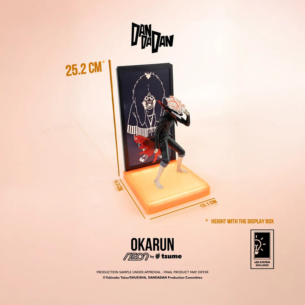 Dandadan Okarun Neon Figure – Detailed 1/9 Scale PVC Collectible Figure with Integrated Display Box and Light-Up Base