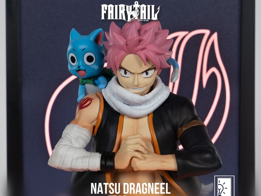 Fairy Tail Natsu Dragneel Neonfigur i PVC, skala 1/9 med inbyggd belysning och USB-C-kabel
