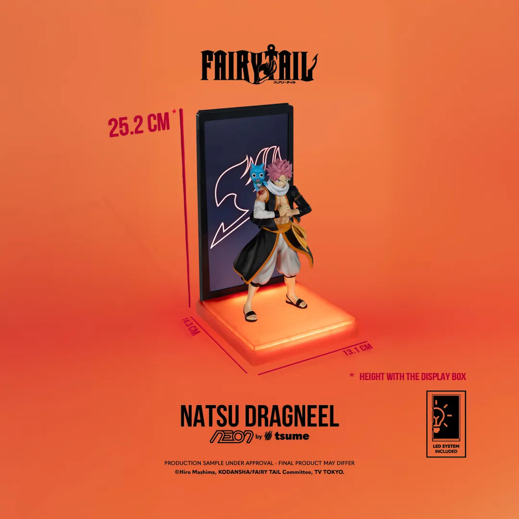 Fairy Tail Natsu Dragneel Neonfigur i PVC, skala 1/9 med inbyggd belysning och USB-C-kabel