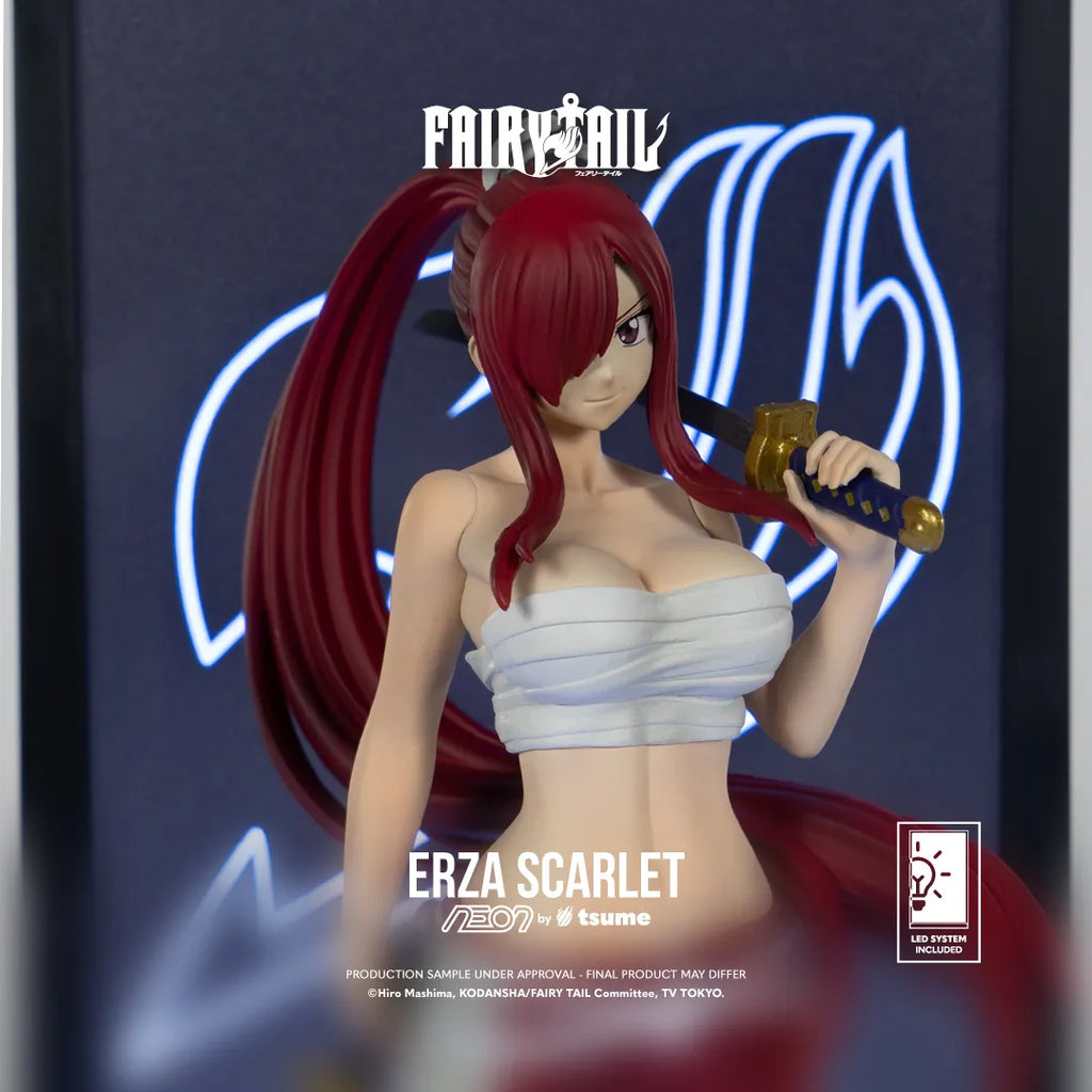 Fairy Tail Erza Scarlet Neonfigur i PVC, skala 1/9 med integrerad display och bakgrundsbelysning