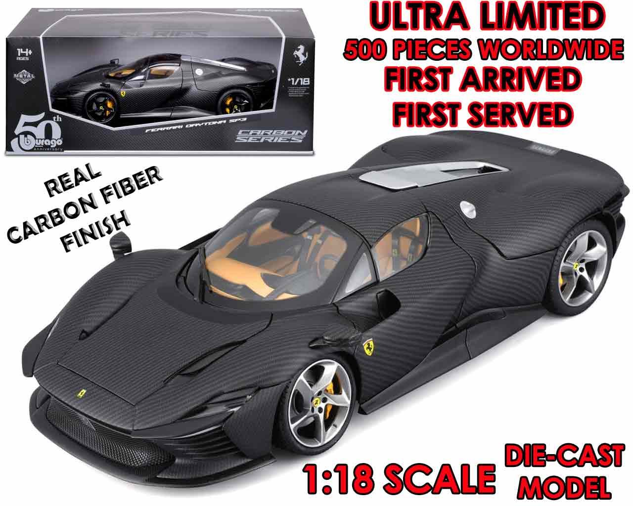 Ferrari Daytona SP3 50th Anniversary Special Carbon Fiber Paintwork Limited Edition - 1:18 Diecast Model