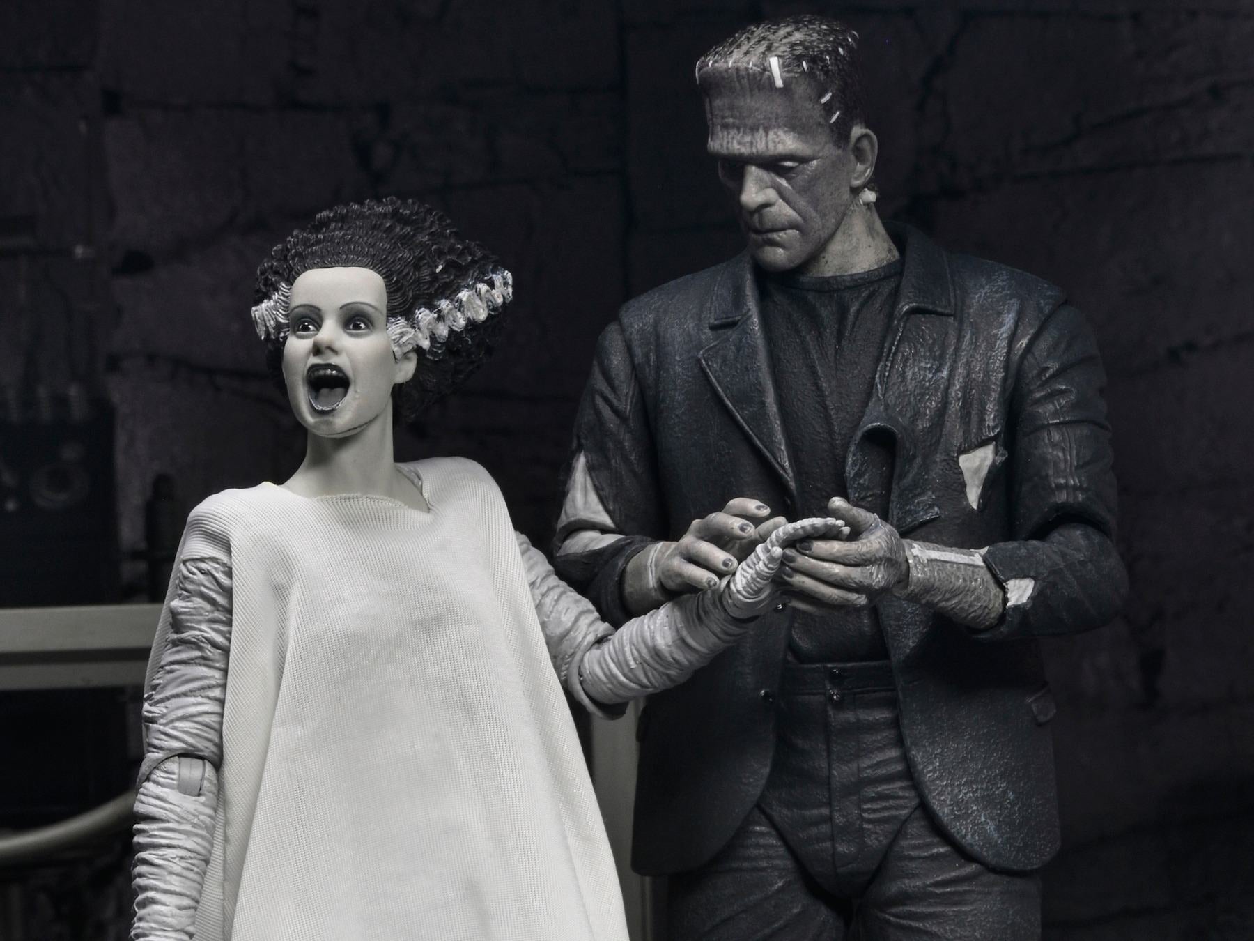 Universal Monsters Bruden av Frankenstein 90-års Monster och Hans Partner Svartvit 2-pack