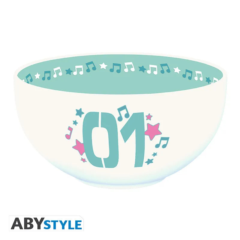 Hatsune Miku bowl in high-quality stoneware, standard size 600 ml, microwave and dishwasher safe