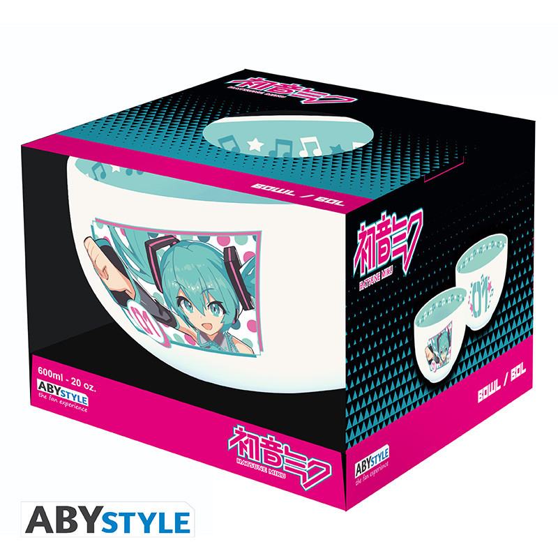 Hatsune Miku bowl in high-quality stoneware, standard size 600 ml, microwave and dishwasher safe