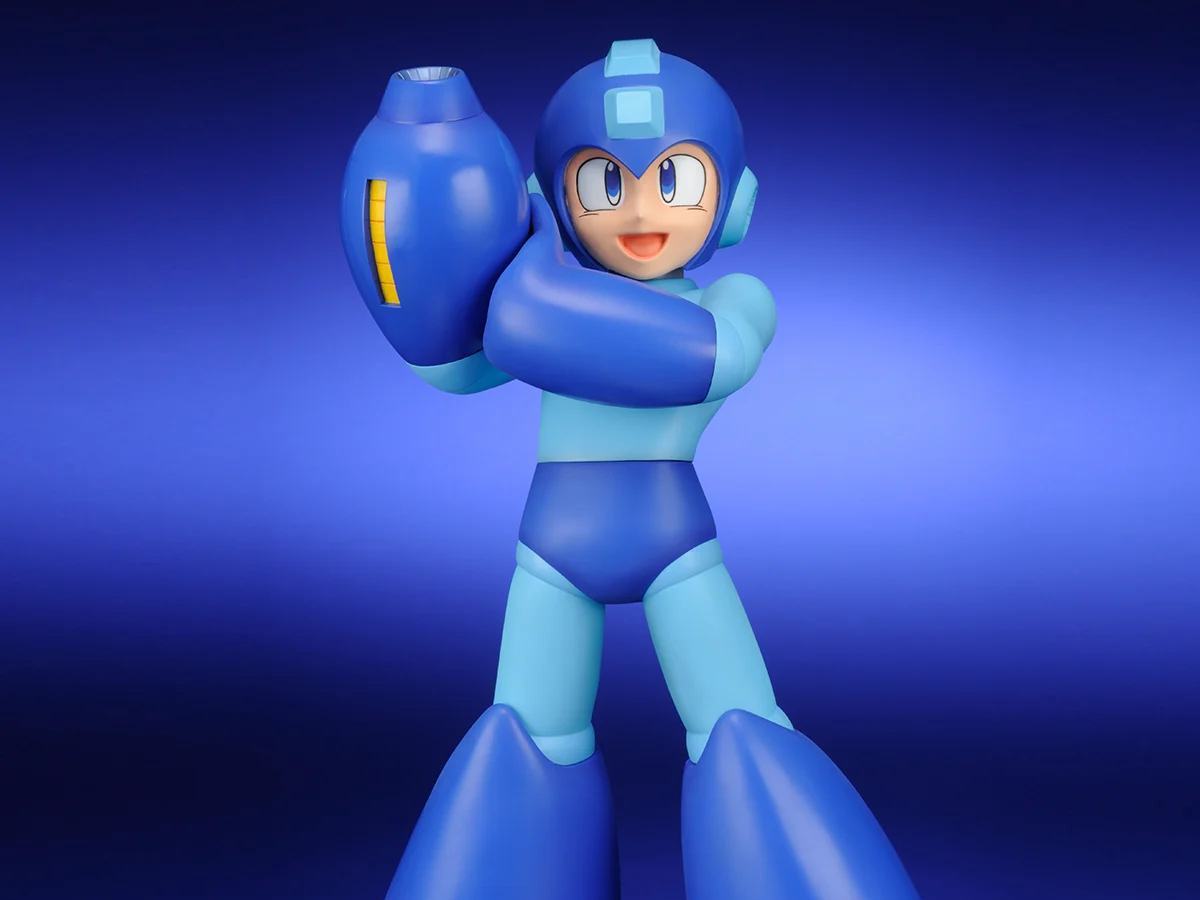 Rockman/Mega Man Gigantiskt Serie - Stort Samlarfigur på Cirka 35 cm med Utbytbara Huvuddelar och Transparenta Detaljer