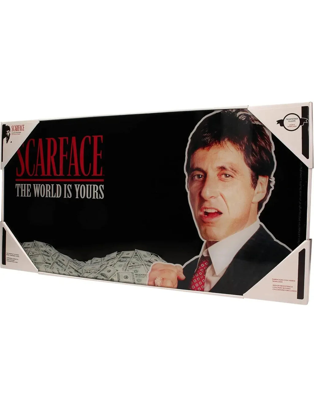 SCARFACE THE WORLD IS YOURS BLACK BACKGROUND 60x30 CM GLASS POSTER - bild 4