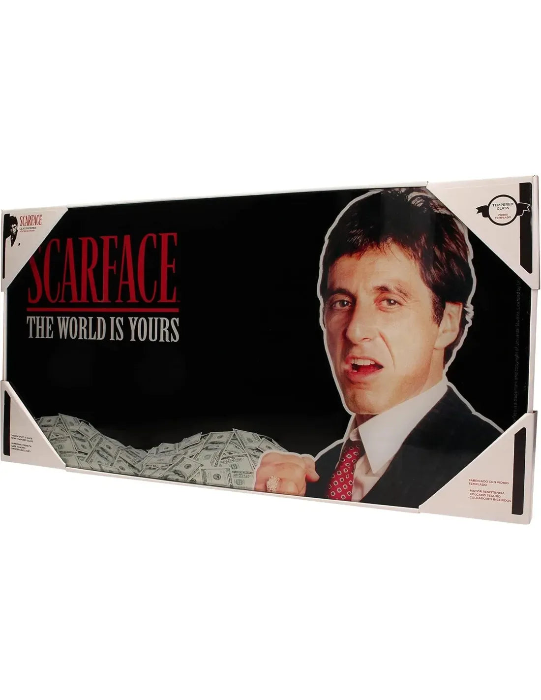 SCARFACE THE WORLD IS YOURS BLACK BACKGROUND 60x30 CM GLASS POSTER - bild 4