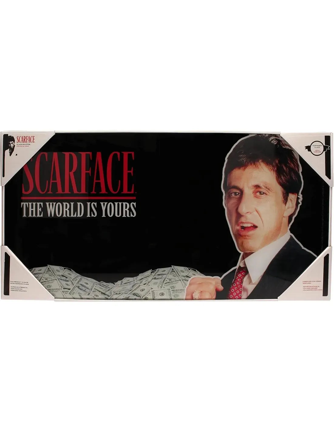 SCARFACE THE WORLD IS YOURS BLACK BACKGROUND 60x30 CM GLASS POSTER - bild 3