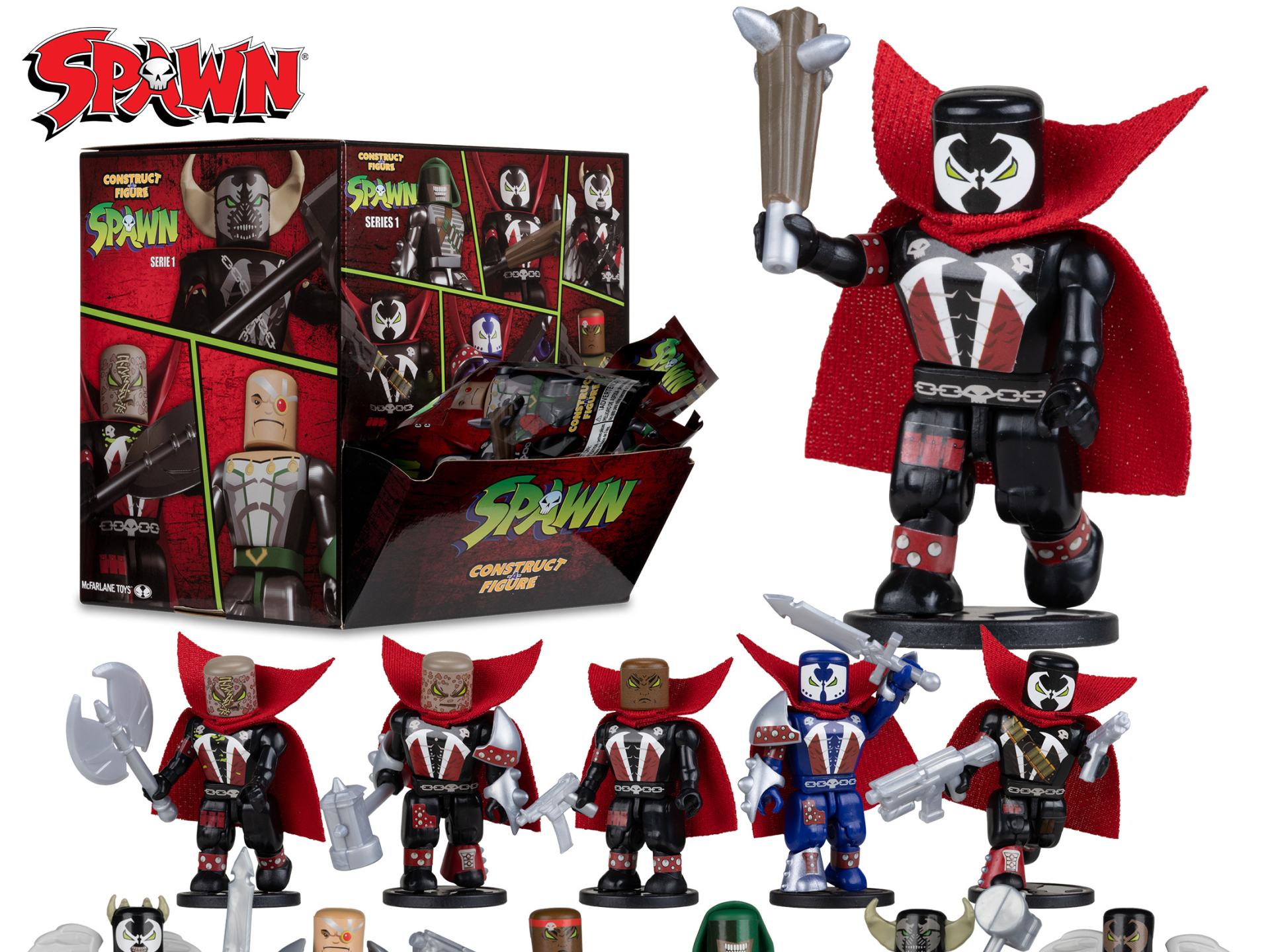 Spawn Construct-a-figure Blind Bag S1 Display (36) – Hel Serie 1 av Samlarfigurer i Slumpmässiga Blind Bags