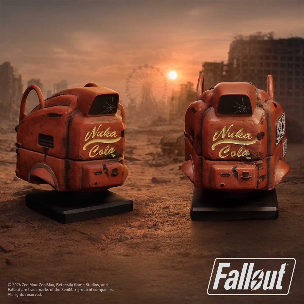 Fallout Nukatron Hjälm Figurine - Detaljerad Miniatyr av Ikonisk Robot Hjälm