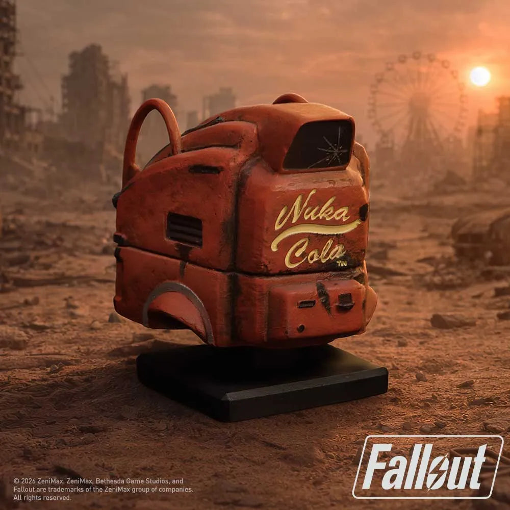 Fallout Nukatron Hjälm Figurine - Detaljerad Miniatyr av Ikonisk Robot Hjälm