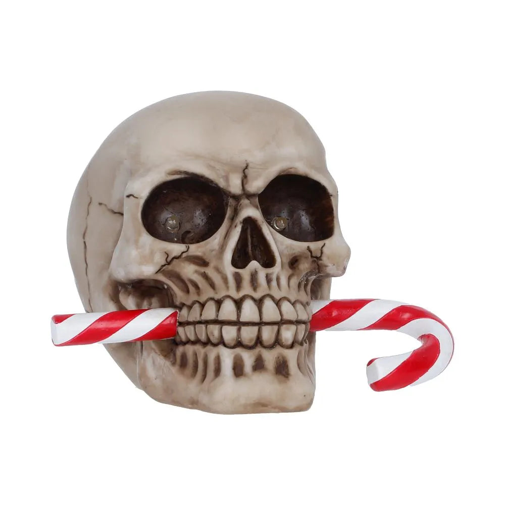 Frostbite Peppermint Candy Cane Skull Figure