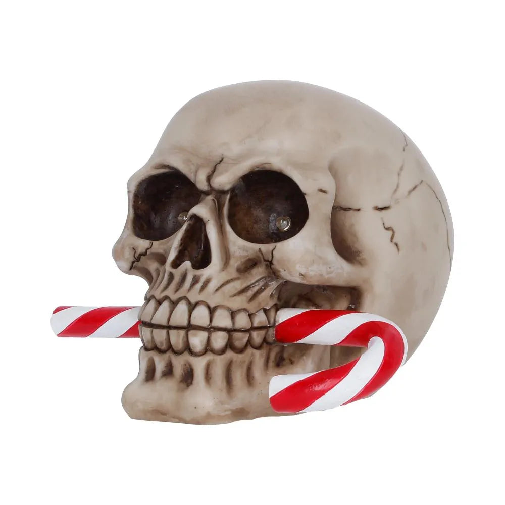 Frostbite Peppermint Candy Cane Skull Figure