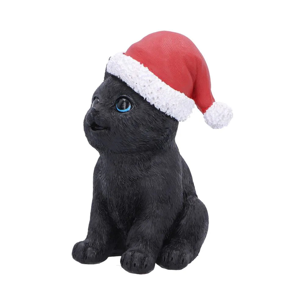 Svart Kattfigur med Tomteluva