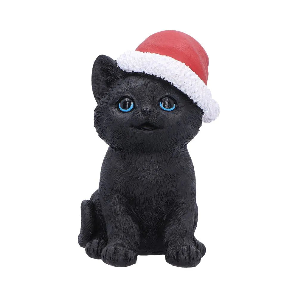 Svart Kattfigur med Tomteluva