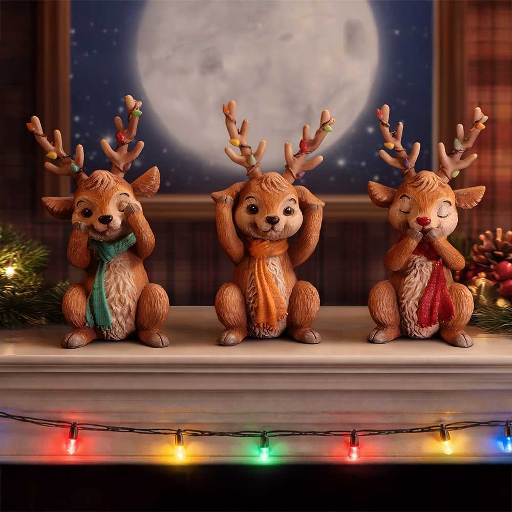 Figure Set Three Wise Reindeer