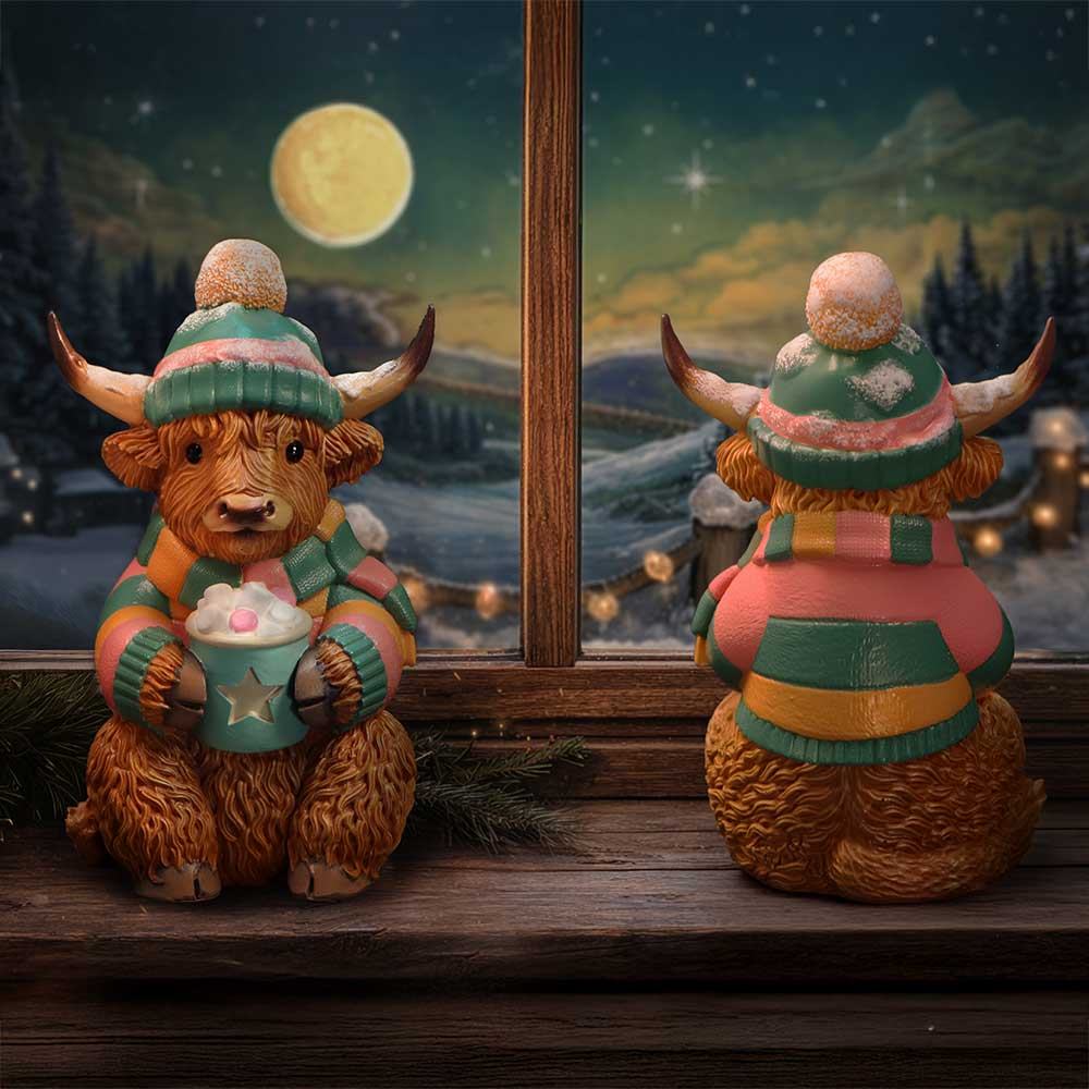 Winter Highland Cow Hot Chocolate Topper