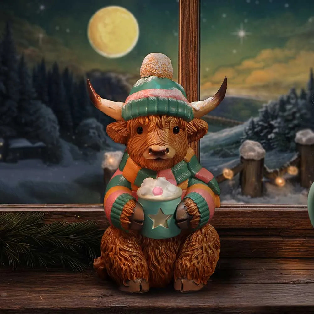 Winter Highland Cow Hot Chocolate Topper