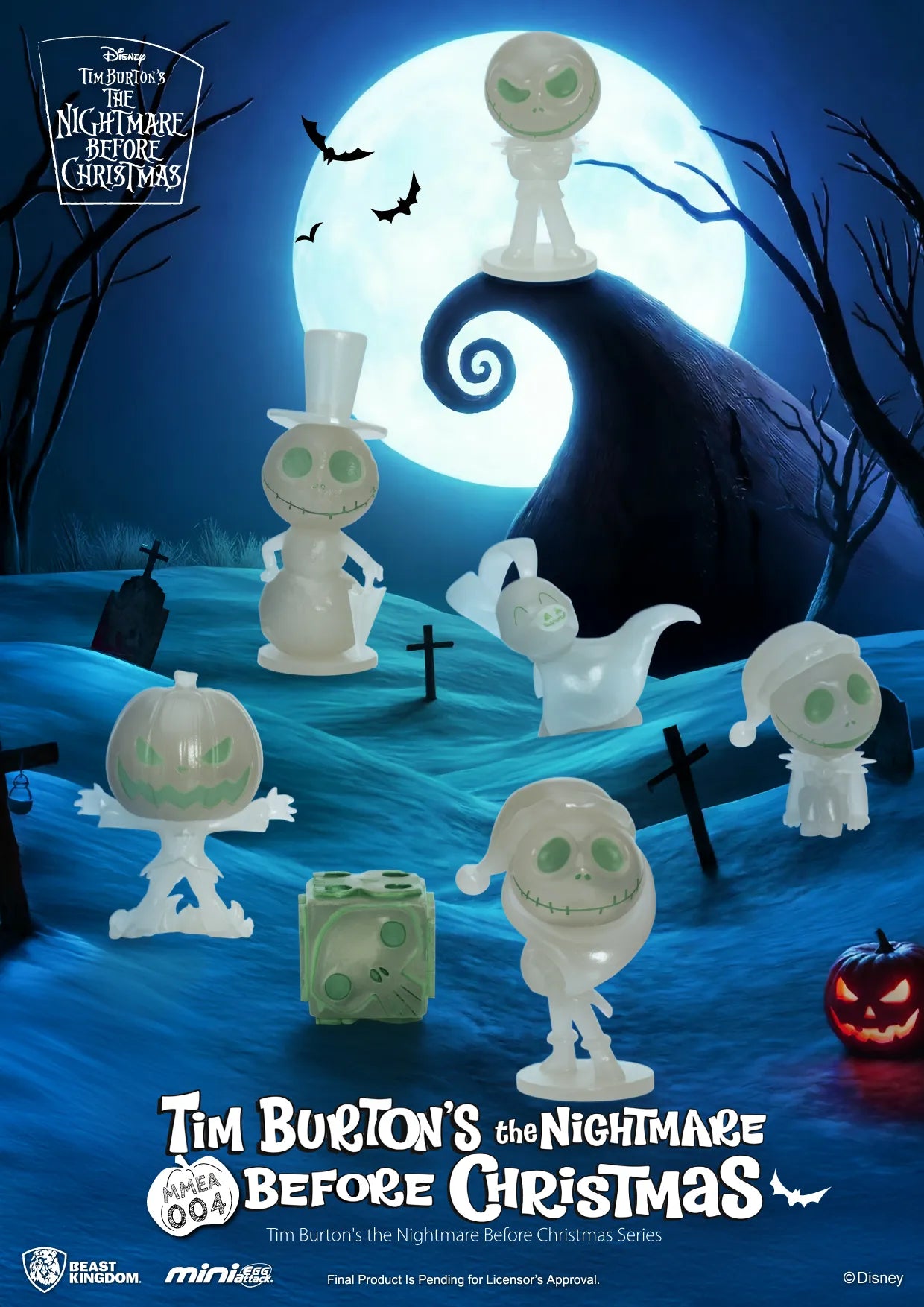 The Nightmare Before Christmas Tim Burton Series Display Set (24) - Mini Egg Attack Collectible Figures with Glow-in-the-Dark
