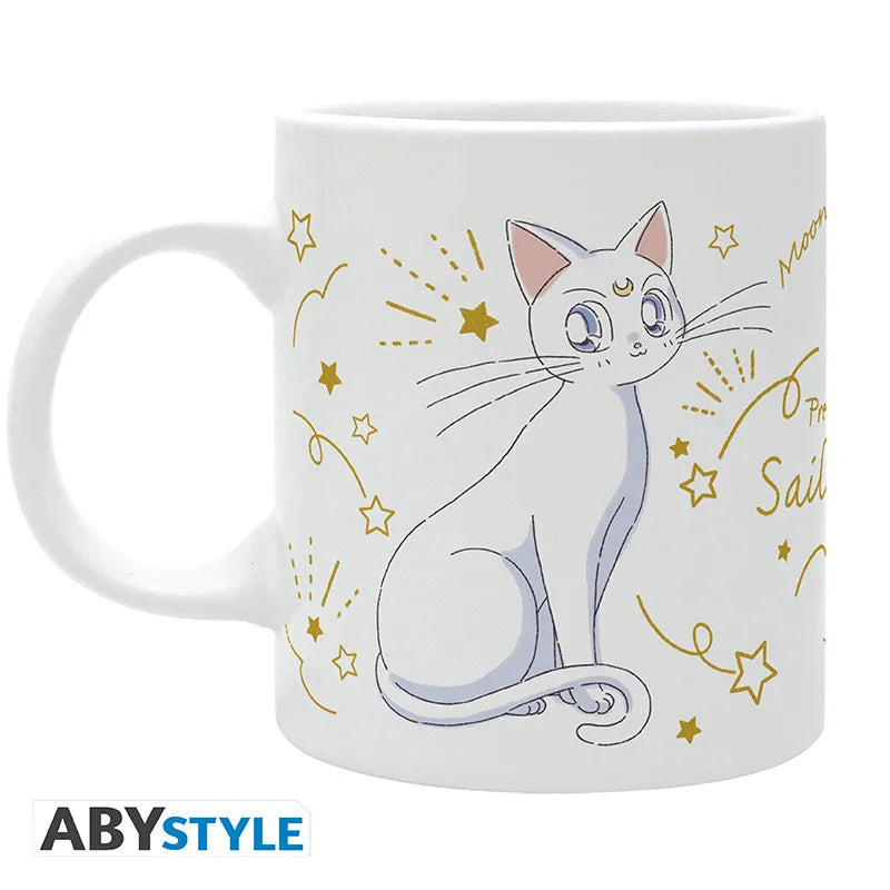 Sailor Moon Luna & Artemis Katter Mugg – Officiell Figursamlarprodukt med 320 ml Kapacitet och Svart Fönsterkartong